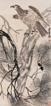齊白石 松鷹圖紙