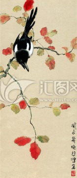 徐悲鴻 晚秋喜鵲圖