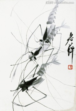 齊白石 群蝦高清圖