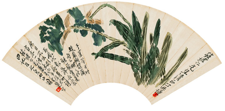 齊白石 蝴蝶蘭圖扇