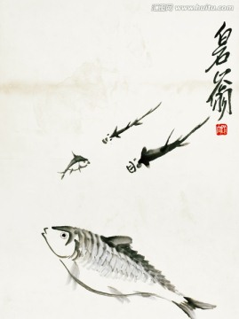 齊白石 魚(yú)嚇高清圖