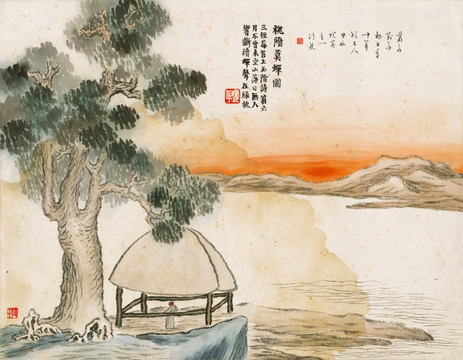 石門二十四景圖 槐蔭莫蟬圖