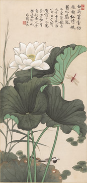 于非庵 荷塘蜻蜓翠鳥(niǎo)圖