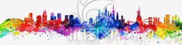 抽象城市風(fēng)景裝飾畫