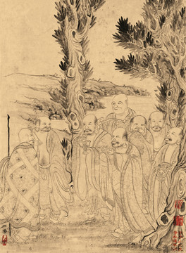 石濤 百開羅漢冊