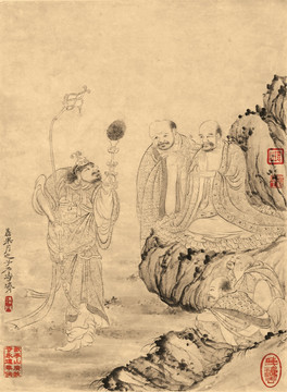 石濤 百開羅漢冊
