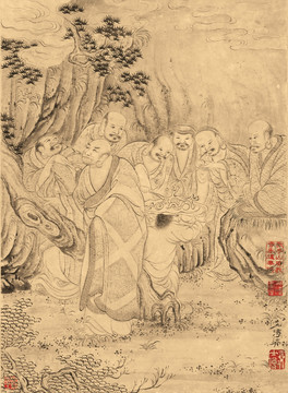 石濤 百開羅漢冊