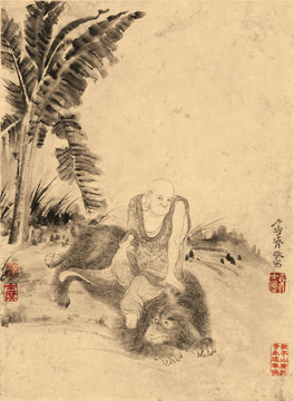 石濤 百開羅漢冊