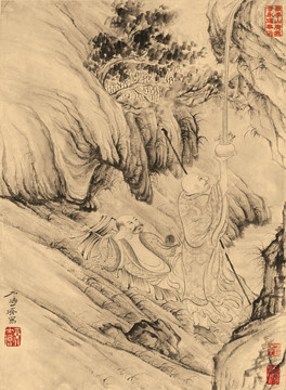 石濤 百開羅漢冊