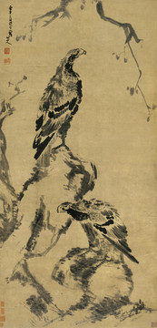 八大山人 古木雙鷹圖 紙本