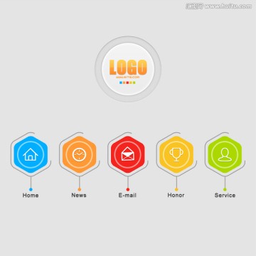 多彩六角形導(dǎo)航按鈕素材