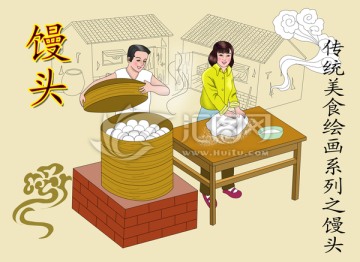 饅頭 蒸饅頭 手繪插畫