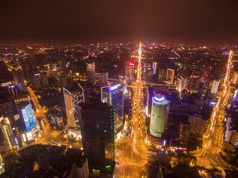 航拍成都夜景