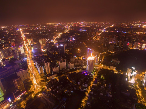 航拍成都夜景