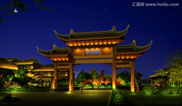 牌樓門(mén)樓亮化效果圖
