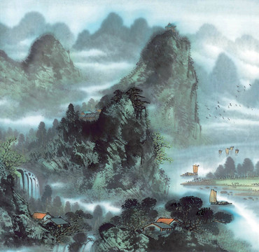 水墨畫 山水畫 國(guó)畫