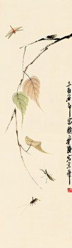 齊白石 貝葉草叢 博物館原畫(huà)掃