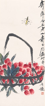 齊白石 荔枝蜻蜓圖軸 博物館原