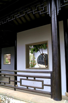 園林建筑 廻廊 墻洞 透視