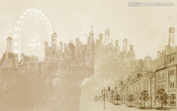 復(fù)古懷舊手繪建筑