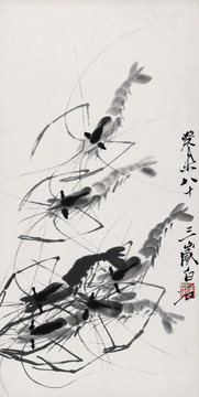 齊白石博物館原畫掃描 六蝦圖