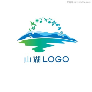 山水logo 山湖标志