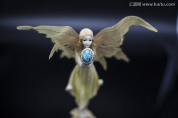 天使与绿松石宝石戒指