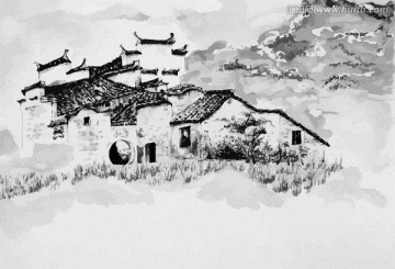 徽派建筑寫生