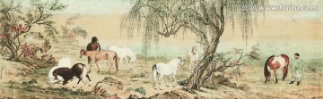 清 郎世寧 郊原牧馬圖