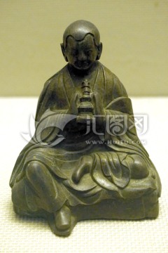 藏传佛教文物 清代阿罗汉铜像