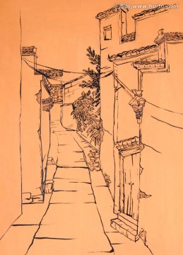 徽派建筑寫生