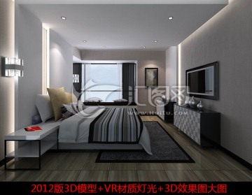 簡(jiǎn)約現(xiàn)代臥室效果圖
