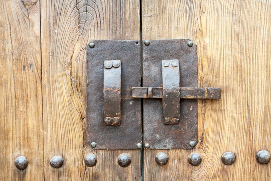 木 纹理 门 锁