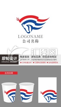 馬與旗幟標(biāo)志設(shè)計(jì)
