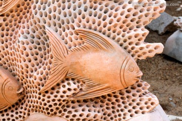 浮雕 装饰雕塑 鱼 动物