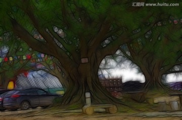 現(xiàn)代無框畫 樹木裝飾畫