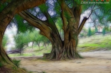 樹木裝飾畫 樹木抽象畫