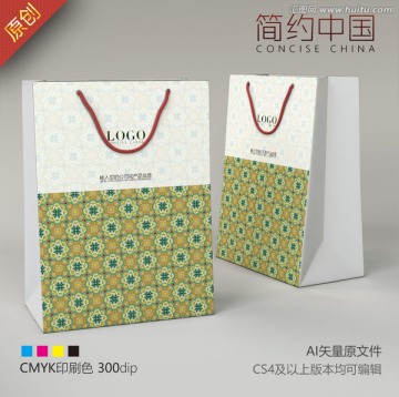 手提袋 花紋手提袋 簡約手提袋