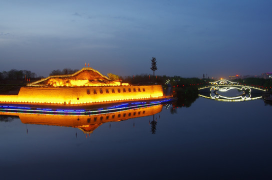 西安汉城湖景区夜景