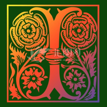 字母I裝飾花紋 裝飾圖案