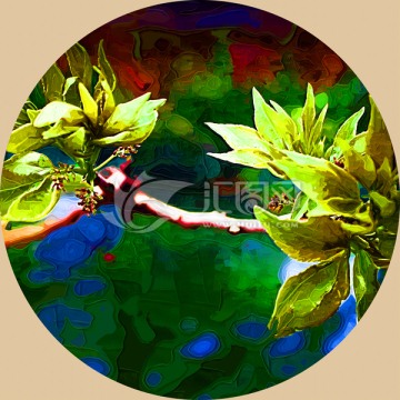 樹(shù)林綠葉裝飾畫(huà)