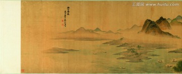 山水畫 湖山春暖圖 局部