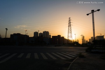 城市夕阳