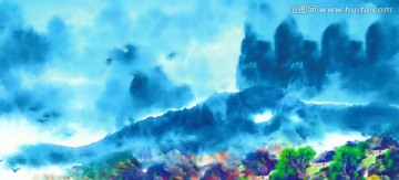 水墨抽象潑墨山水國畫