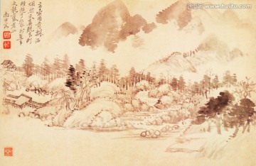 水墨山水国画 恽南田高清扫描件