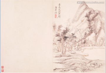 水墨山水国画 恽南田高清扫描件