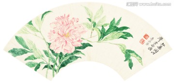 扇面花草山水畫 清代惲南田