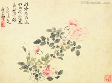 花草山水國畫 惲南田高清掃描件
