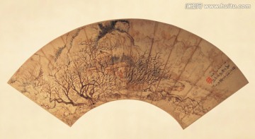 扇面國畫 惲南田高清掃描件