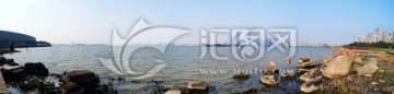 苏州金鸡湖畔东方之门全景接片图